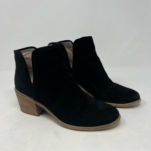Nordstrom Hinge Leather Suede Heeled Ankle Boots Size 7 Black Booties